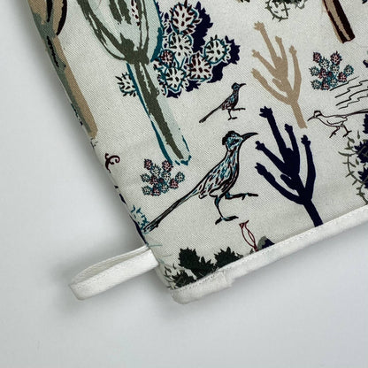 Cotton Oven Mitt - Southwest Roadrunner Saguaros -Cool SW