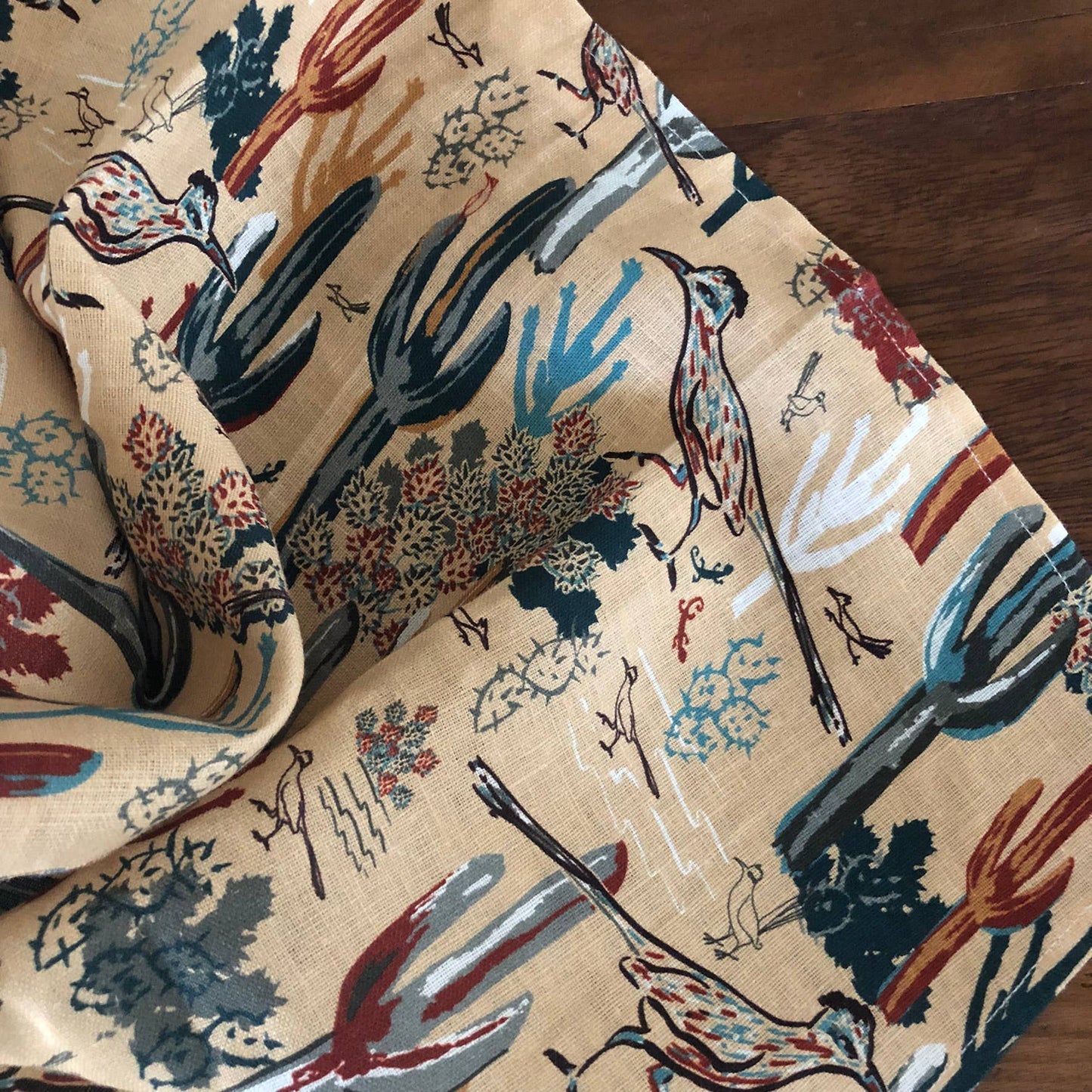 Linen Tea Towel, Roadrunner's Quest - Southwest