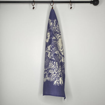 Linen Tea Towel, Artsy Floral Bird -Everyday -  HYACINTH