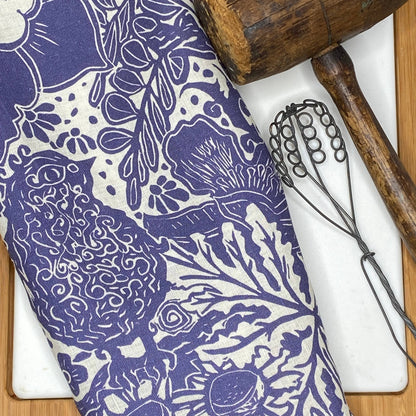 Linen Tea Towel, Artsy Floral Bird -Everyday -  HYACINTH