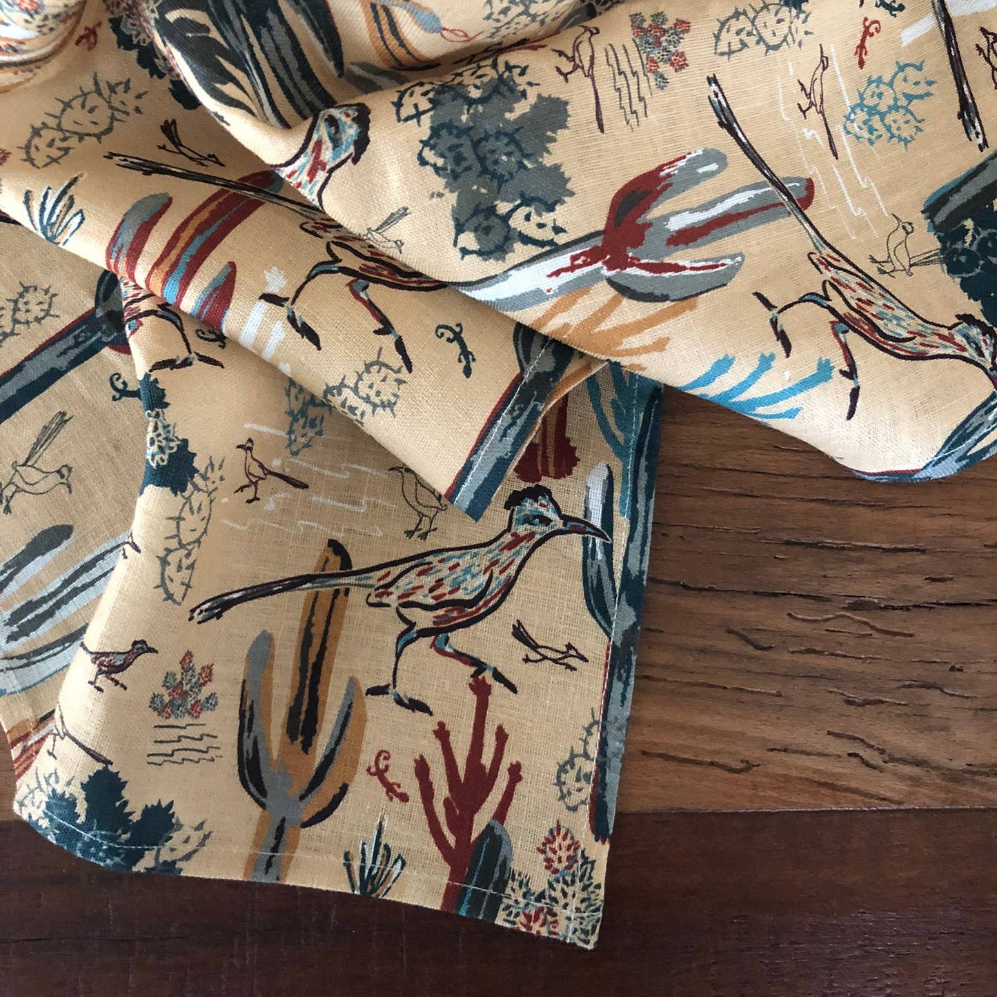 Linen Tea Towel, Roadrunner's Quest - Southwest