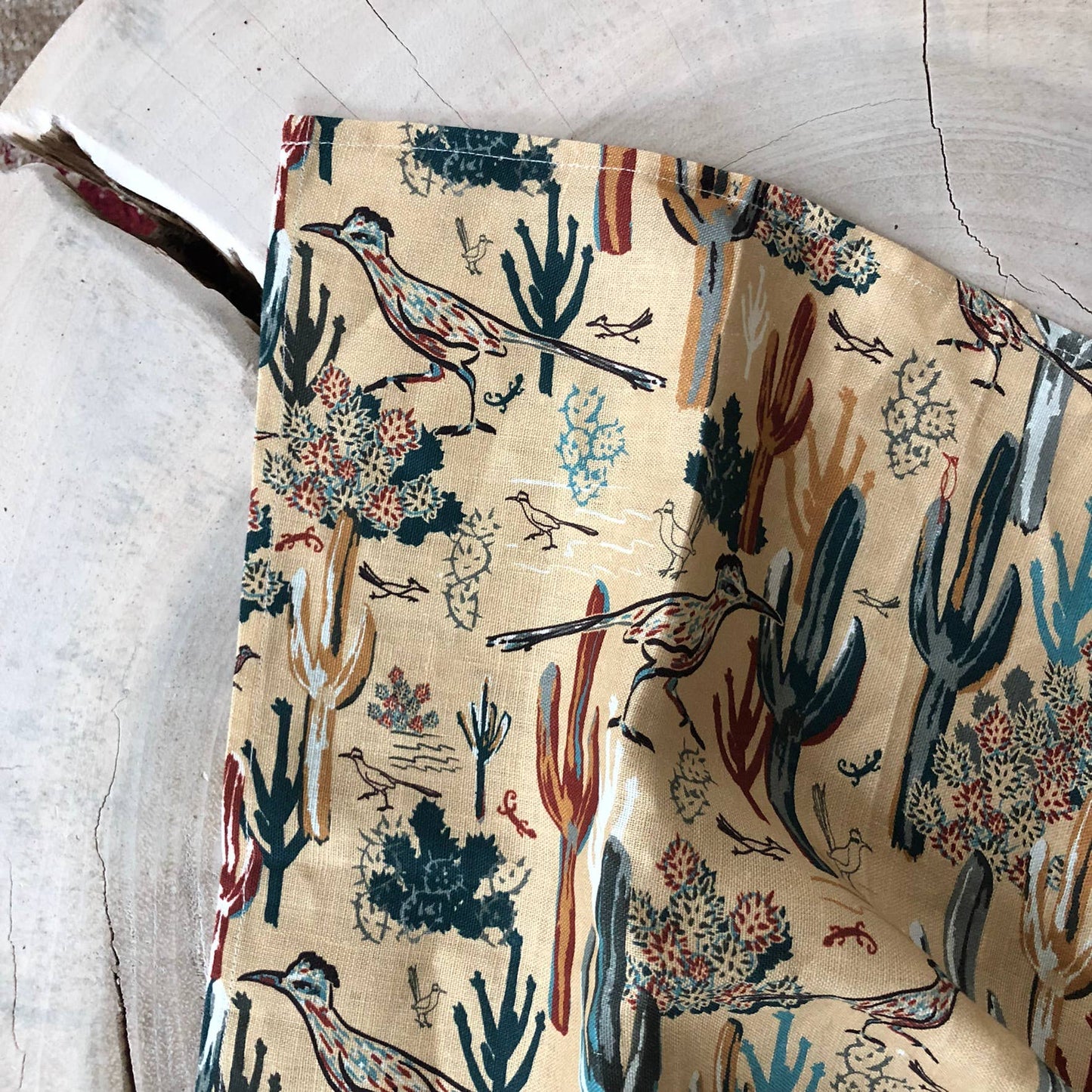 Linen Tea Towel, Roadrunner's Quest - Southwest