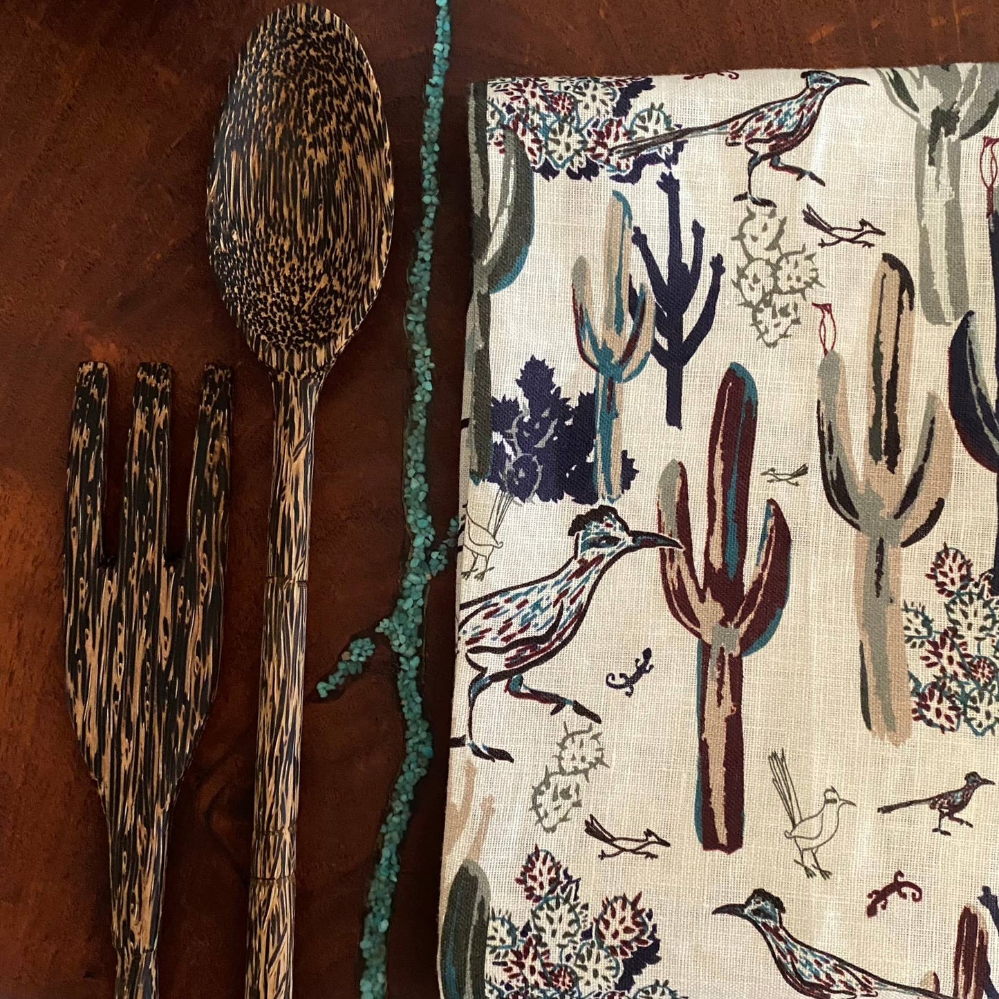 Linen Tea Towel, Roadrunner After the Rain - Southwest