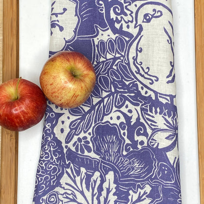 Linen Tea Towel, Artsy Floral Bird -Everyday -  HYACINTH