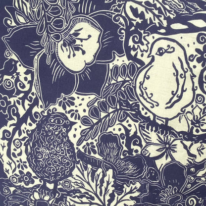 Linen Tea Towel, Artsy Floral Bird -Everyday -  HYACINTH