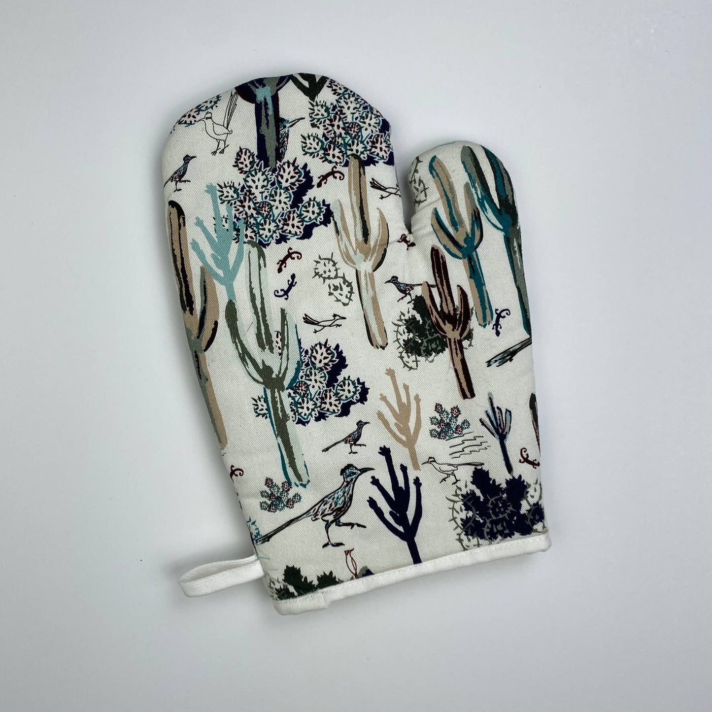 Cotton Oven Mitt - Southwest Roadrunner Saguaros -Cool SW