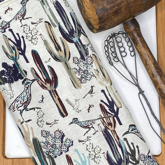 Linen Tea Towel, Roadrunner After the Rain - Southwest