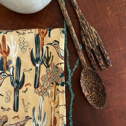Linen Tea Towel, Roadrunner's Quest - Southwest