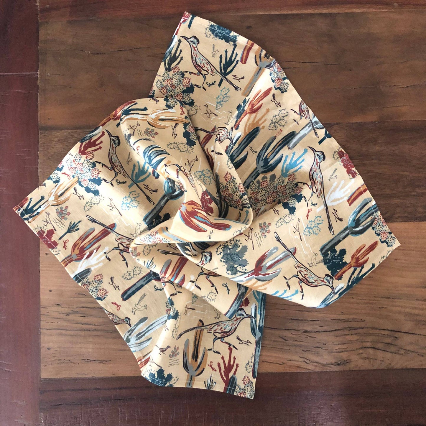 Linen Tea Towel, Roadrunner's Quest - Southwest